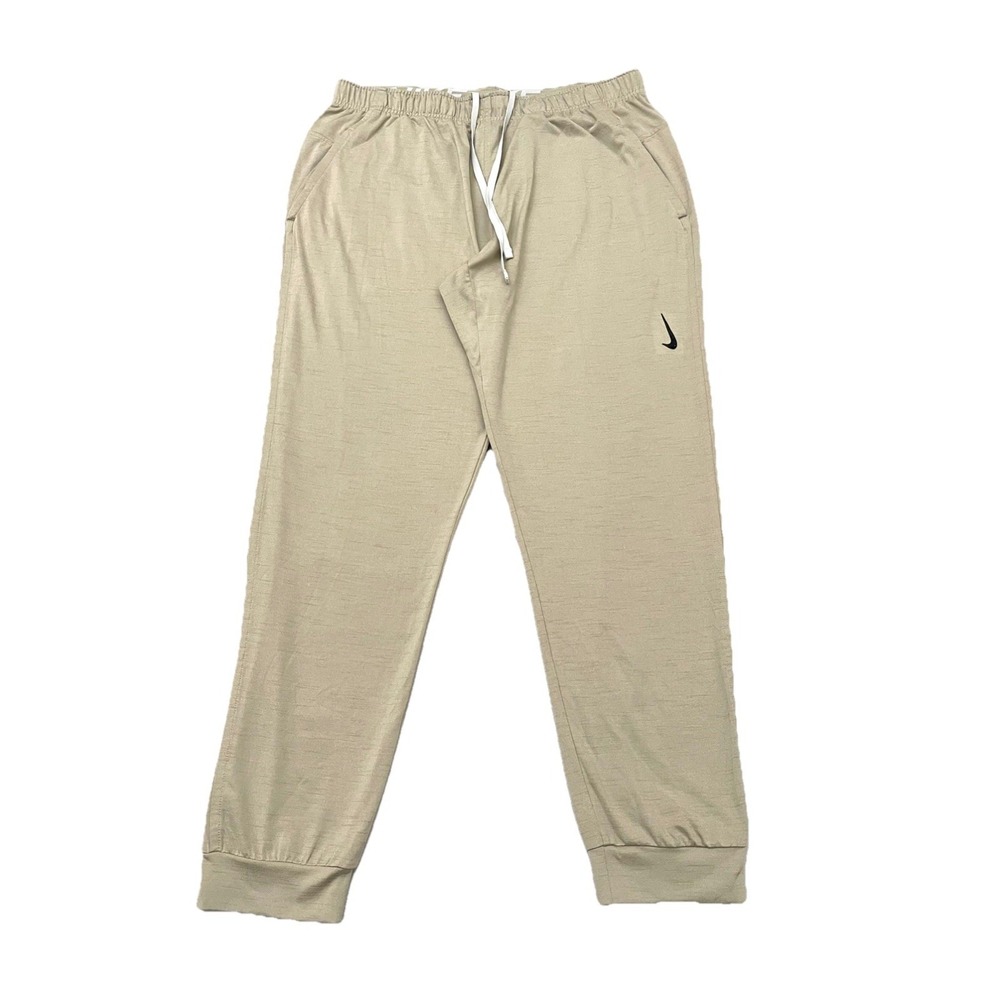 Nike Men's Hyper Dri-FIT Yoga Pants XL Beige Joggers Stretch Wicking Breathable